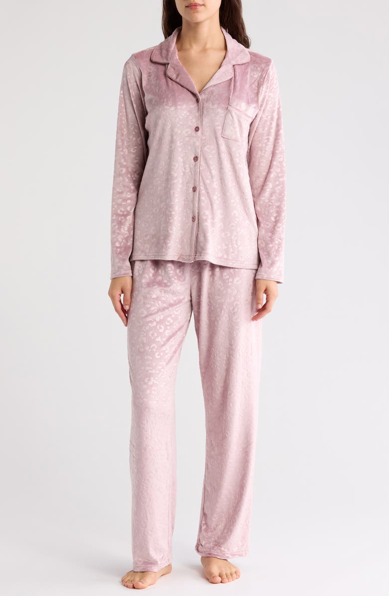 Nicole Miller Gemini Embossed Velour Pajamas, Main, color,