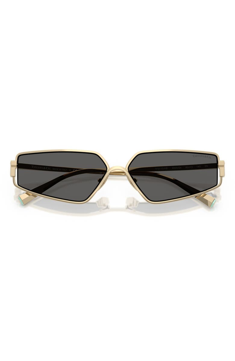 Tiffany & Co. 60mm Irregular Rectangular Sunglasses, Alternate, color, Pale Gold Plated / Dark Grey
