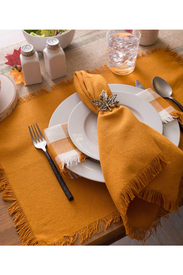 Solid Heavyweight Fringed Placemat Set/6, Alternate, color, Pumpkin Spice