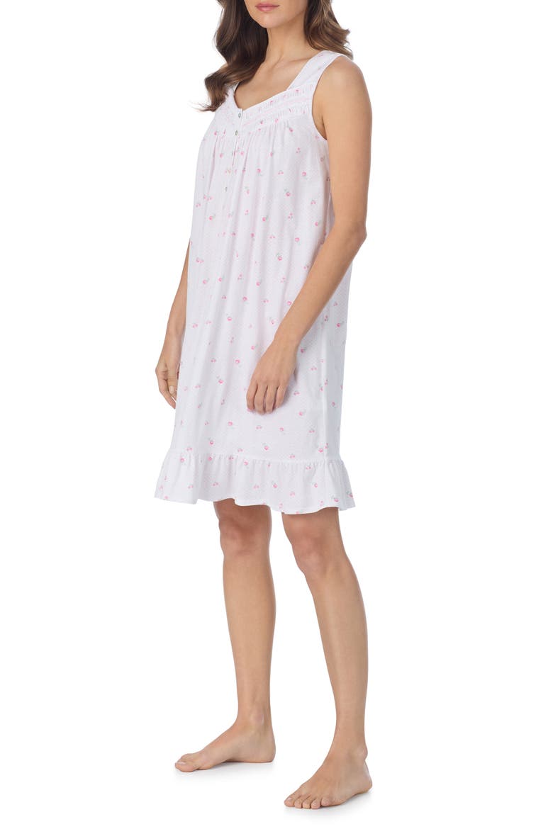 Cotton Short Nightgown, Alternate, color, WHT/DOT