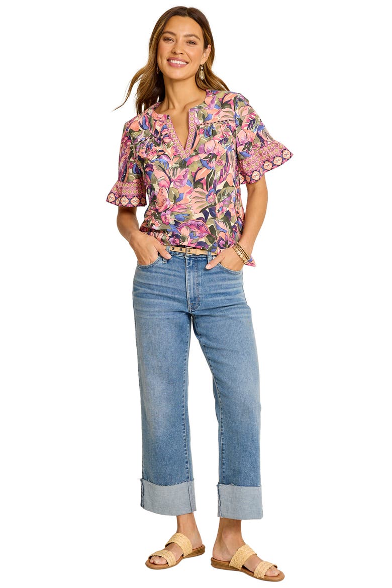 Garden Oasis Cotton Shirt, Alternate, color, IVORY CREAM