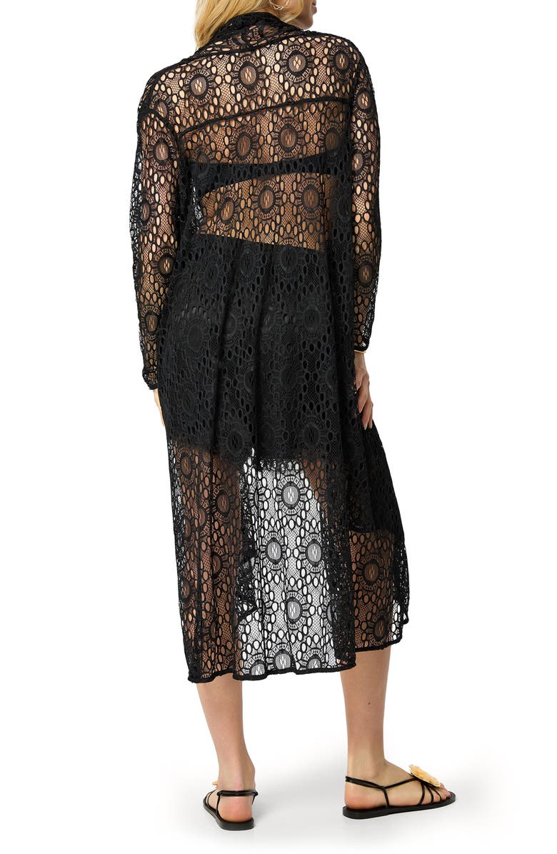 SAACHI Medallion Lace Duster, Alternate, color, Black