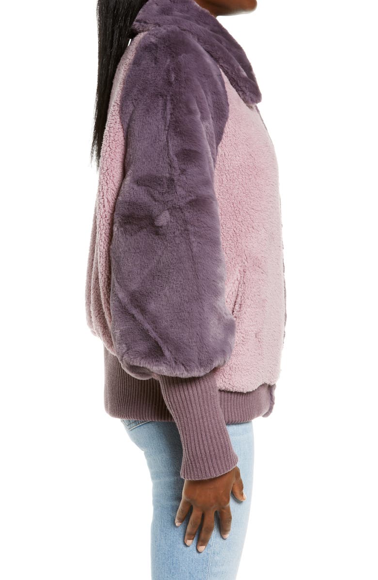 UGG<sup>®</sup> Augusta Faux Fur & Faux Shearling Baseball Jacket, Alternate, color,