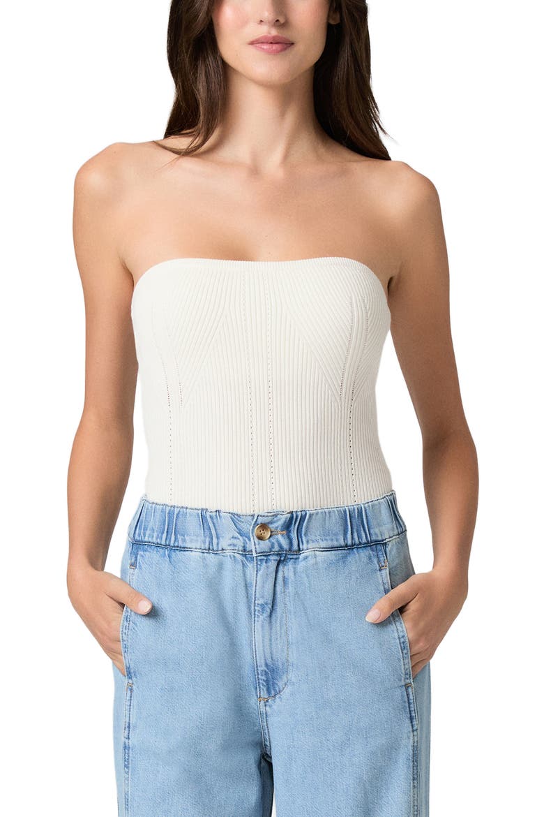 Valentine Strapless Rib Top, Main, color, WHITE