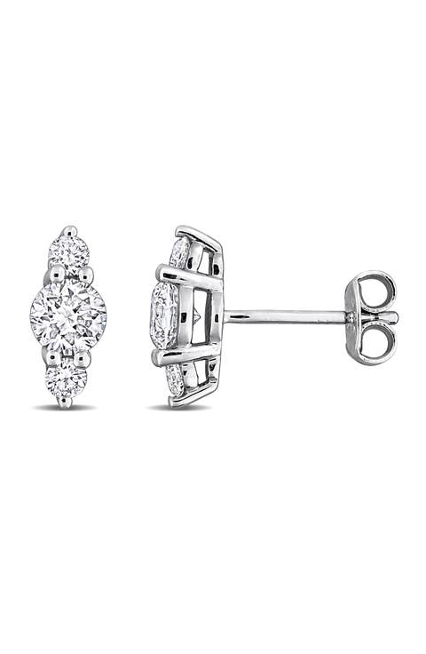 Sterling Silver Lab Grown Diamond Stud Earrings