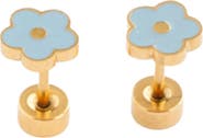 Pip Pop Girls' Petite Flower Flatback Stud Hypoallergenic Earrings
