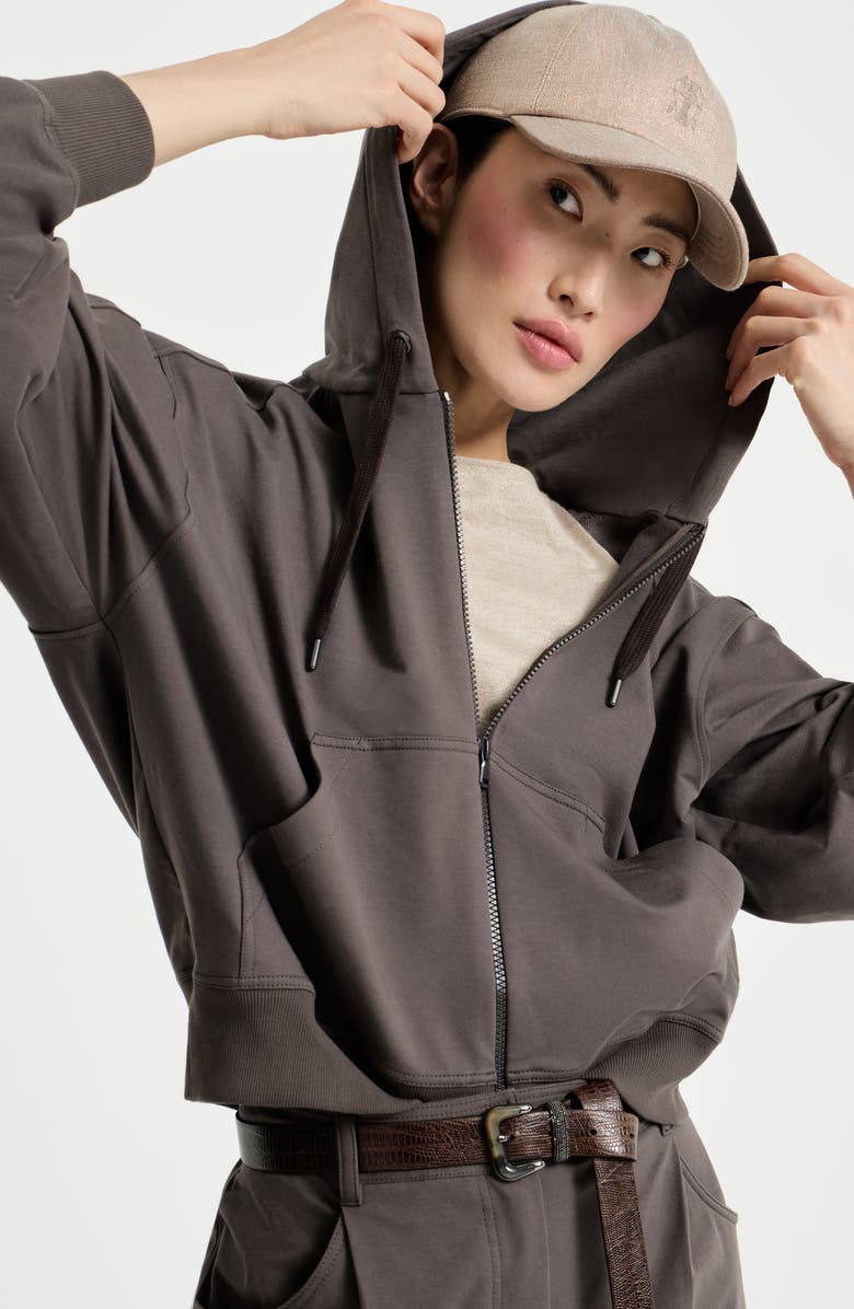 Brunello Cucinelli Sweatshirt with embroidery, Alternate, color, Brown