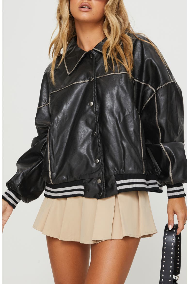 Cordae Faux Leather Jacket, Main, color, WASHED BLACK