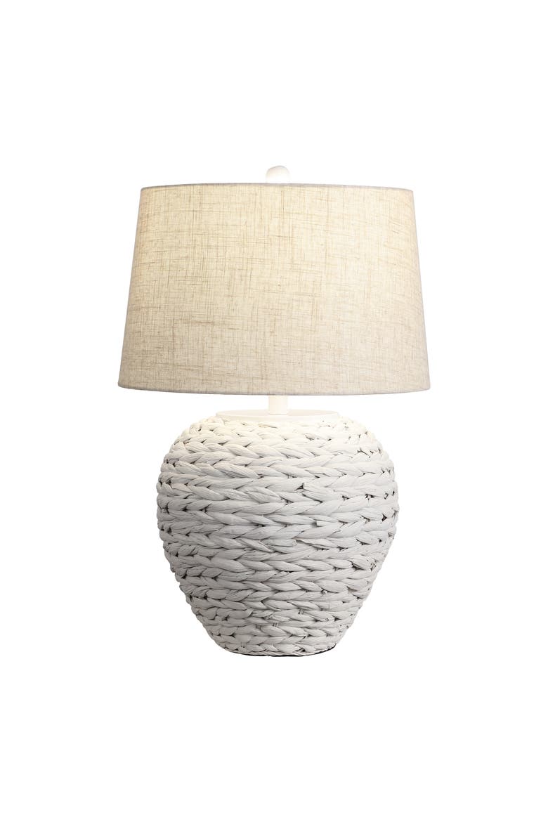 Alaro Farmhouse Coastal Water Hyacinth Basket LED Table Lamp, Main, color, White