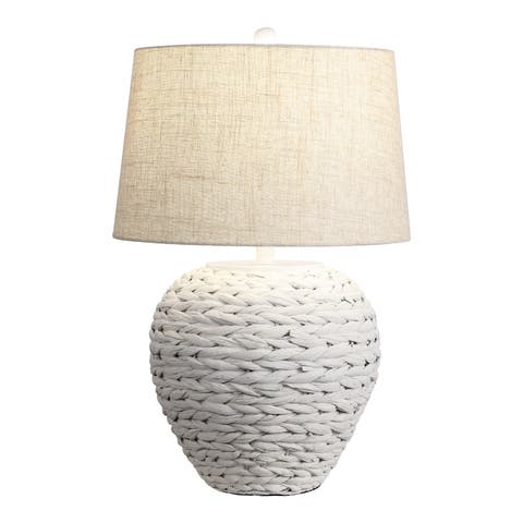 Alaro Farmhouse Coastal Water Hyacinth Basket LED Table Lamp
