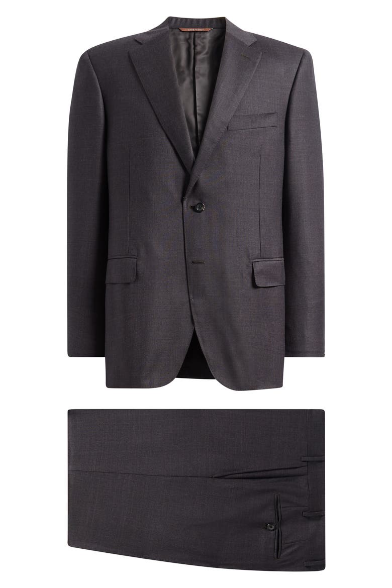 Siena Regular Fit Herringbone Wool Suit, Main, color, DARK RED BURGUNDY