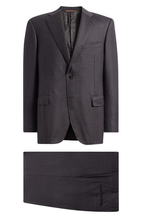 Siena Regular Fit Herringbone Wool Suit