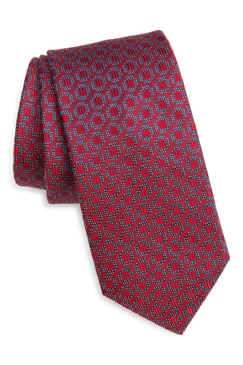Kayden Neat Silk Tie, Main, color, RED