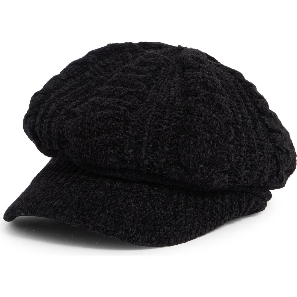 Nine West Chenille Slouchy Cable Knit Cap In Black