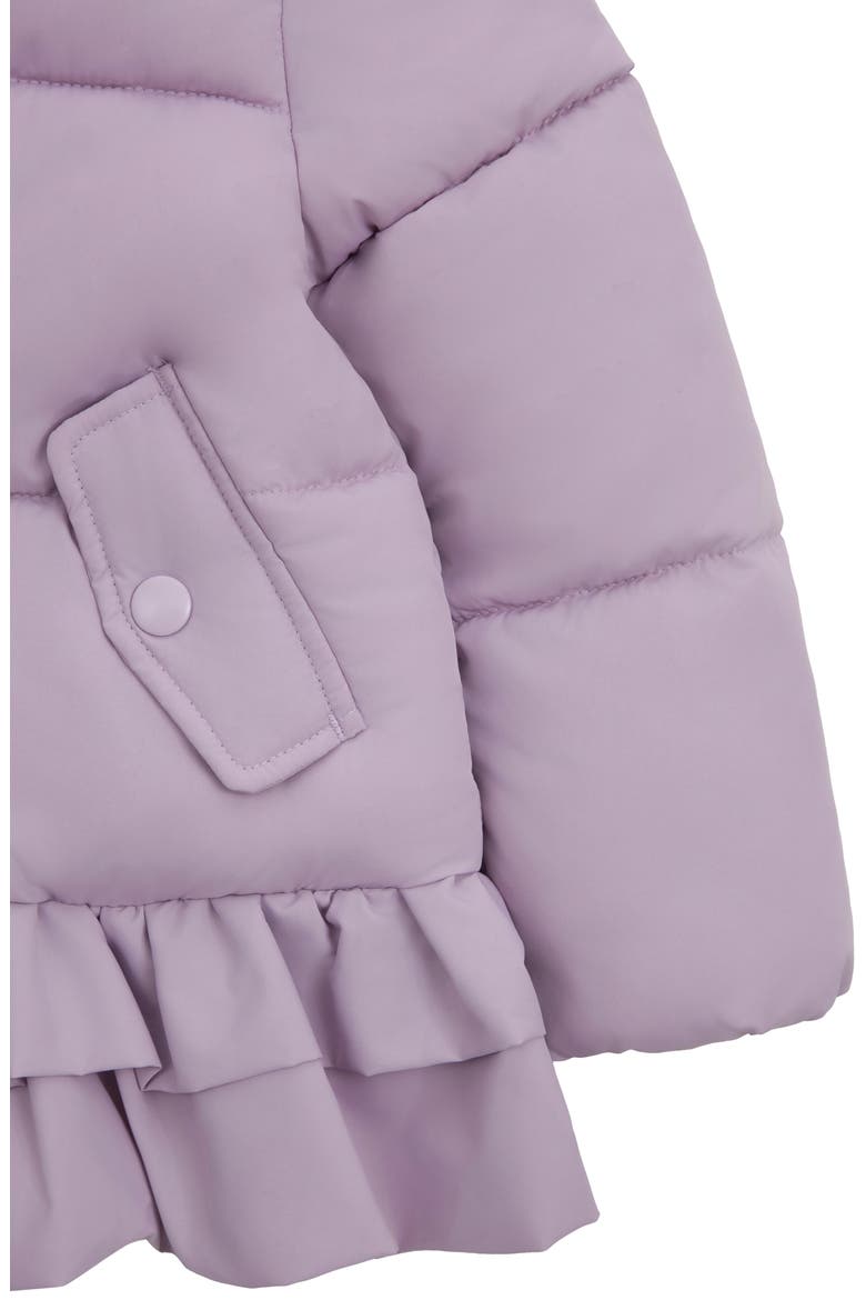 Kids' Rosie Fleece Lined Ruffle Puffer Coat, Alternate, color, Purple