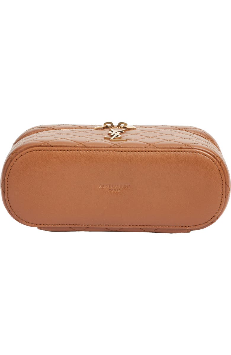Saint Laurent Mini Gaby Quilted Leather Vanity Case, Alternate, color, Fox