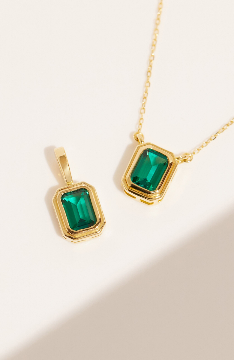 Aurate New York Lab Grown Emerald Heirloom Necklace, Alternate, color, Vermeil / Yellow