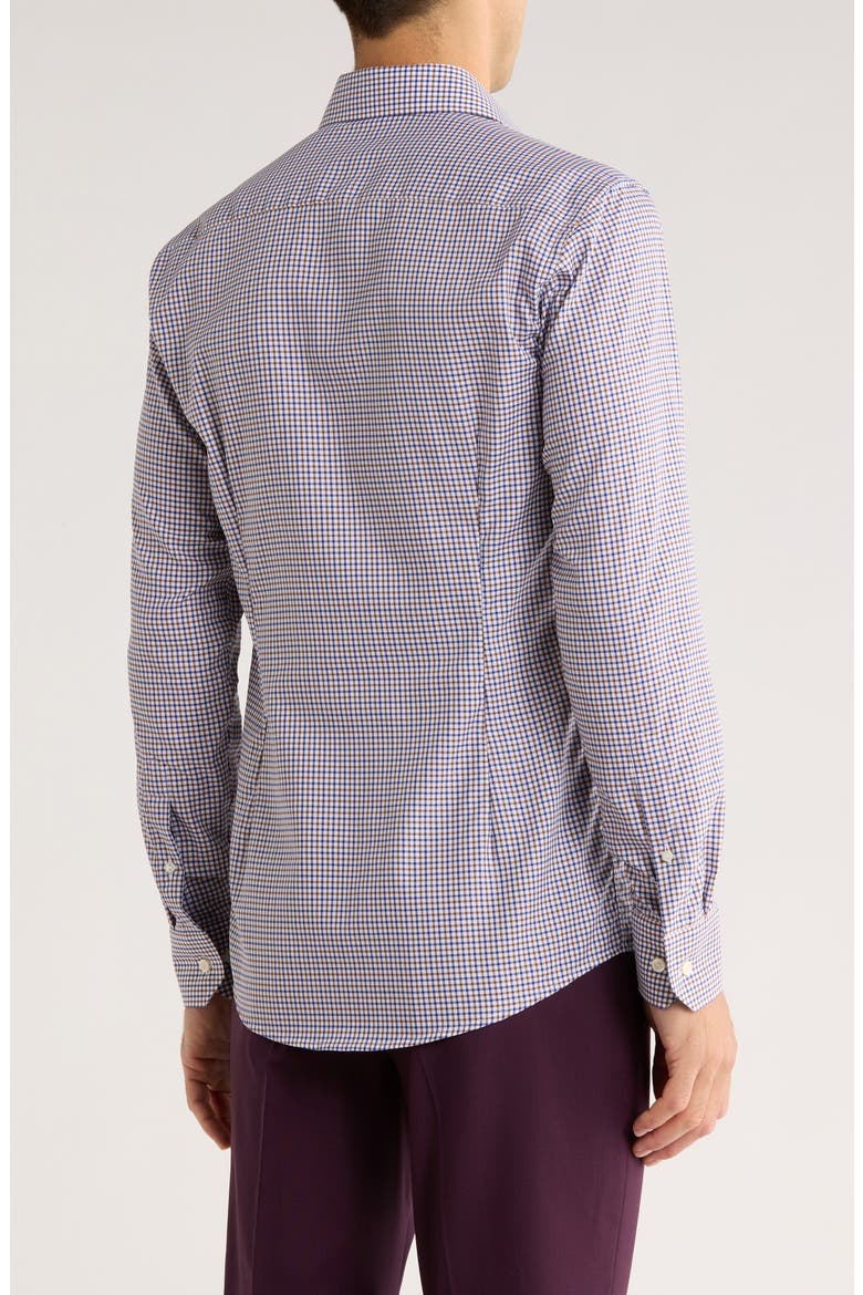 Micro Check Slim Fit Dress Shirt, Alternate, color, MEDIUM BROWN
