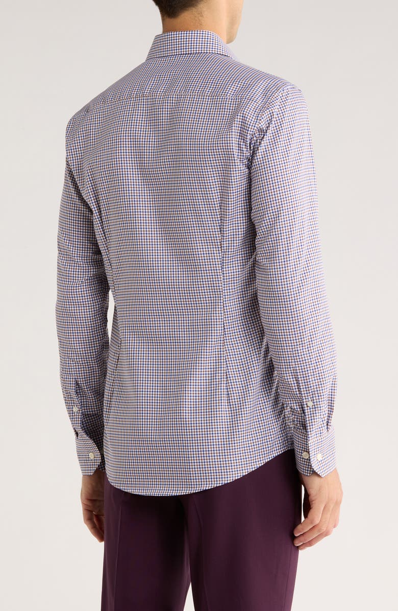 Eton Micro Check Slim Fit Dress Shirt, Alternate, color, Medium Brown