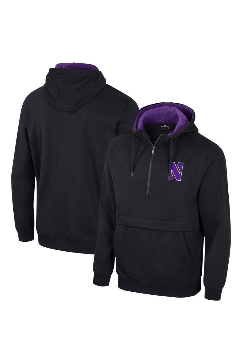 Men's Colosseum Black Northwestern Wildcats Half-Zip Hoodie, Main, color, Black