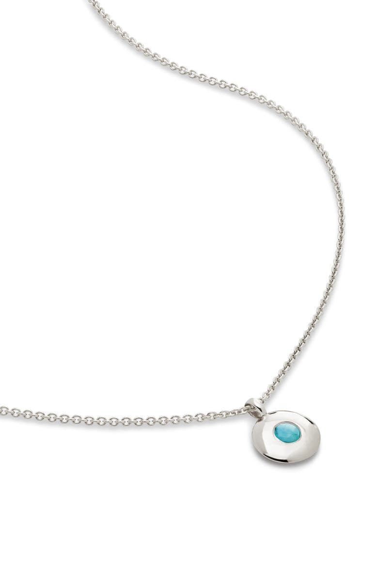 Monica Vinader December Birthstone Turquoise Pendant Necklace, Main, color, Sterling Silver