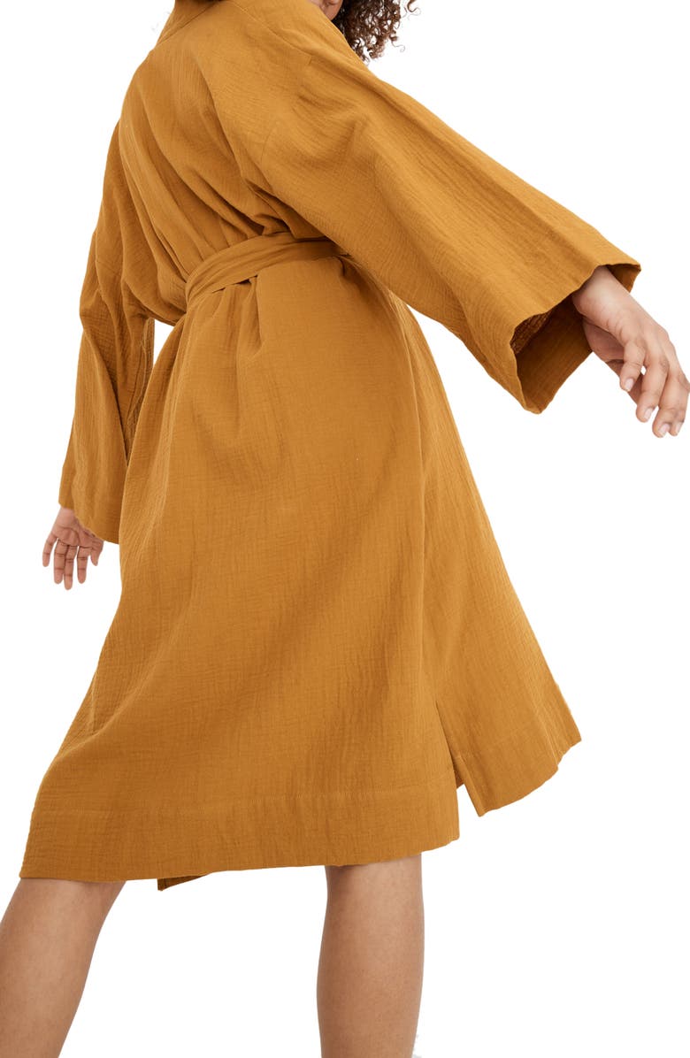 Madewell Double Gauze Cotton Robe, Alternate, color, Antique Gold
