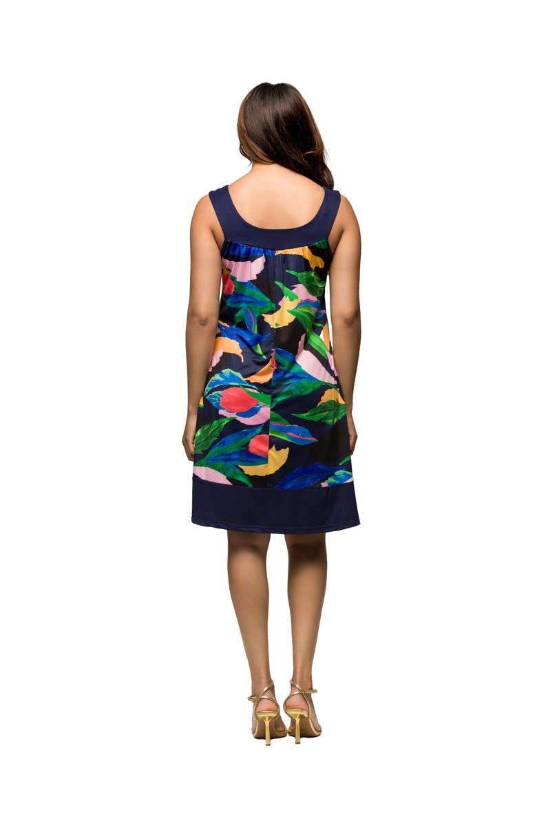 24seven Comfort Apparel Maternity Blue Floral Scoop Neck Sleeveless Knee Length Dress, Alternate, color, Blue Multi