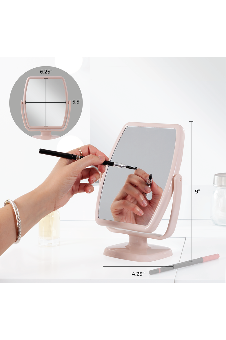 Geo Makeup Mirror with Magnification, Alternate, color, Black