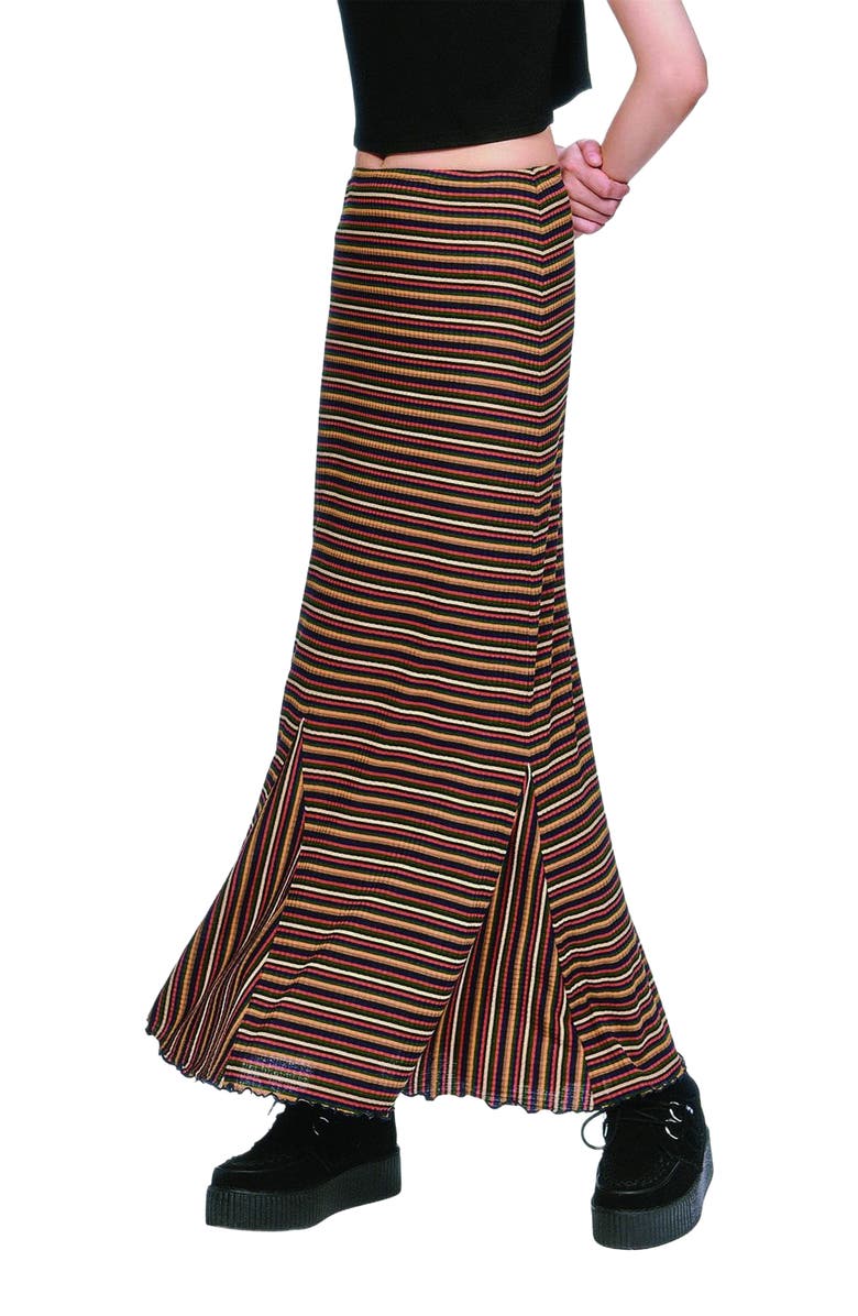 Anna Sui Venetian Stripe Trumpet Skirt, Main, color, Caramel Multi