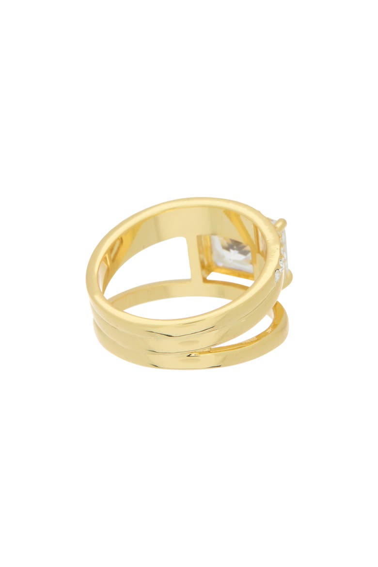 Crystal Double Band Ring, Alternate, color, GOLD