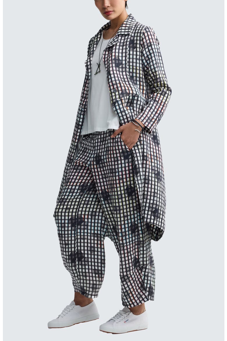 Ismera Neon Print Linen Long Jacket, Alternate, color, Neon Black