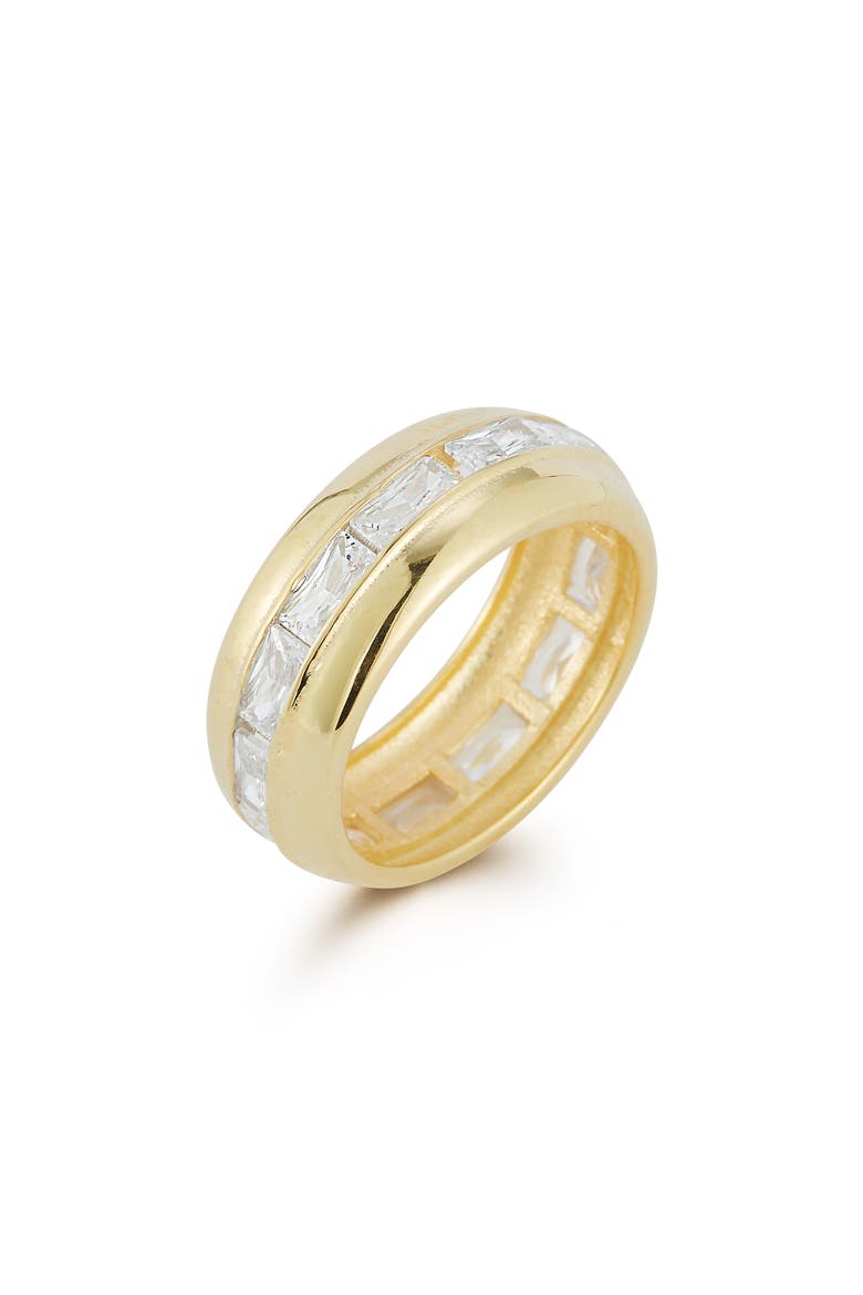 14k Gold Plate Baguette Cubic Zirconia Band Ring, Alternate, color, GOLD