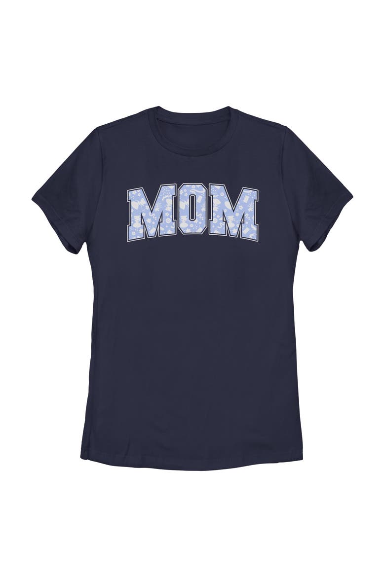 Women's Mom Collegiate Pattern Short Sleeve Graphic T-Shirt, Main, color, Navy Blue