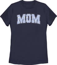 Disney Women's Mom Collegiate Pattern Short Sleeve Graphic T-Shirt