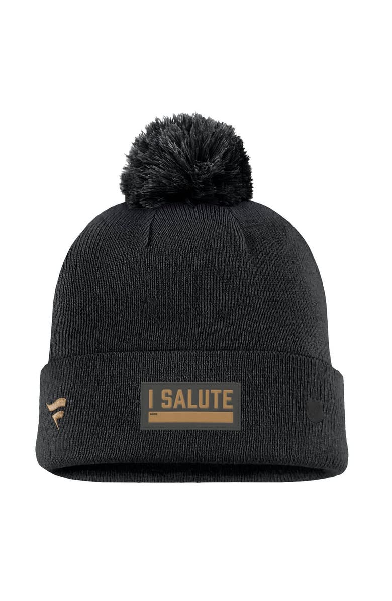 FANATICS Men's Fanatics Black Boston Bruins Military Appreciation Cuffed Knit Hat with Pom, Alternate, color, Black