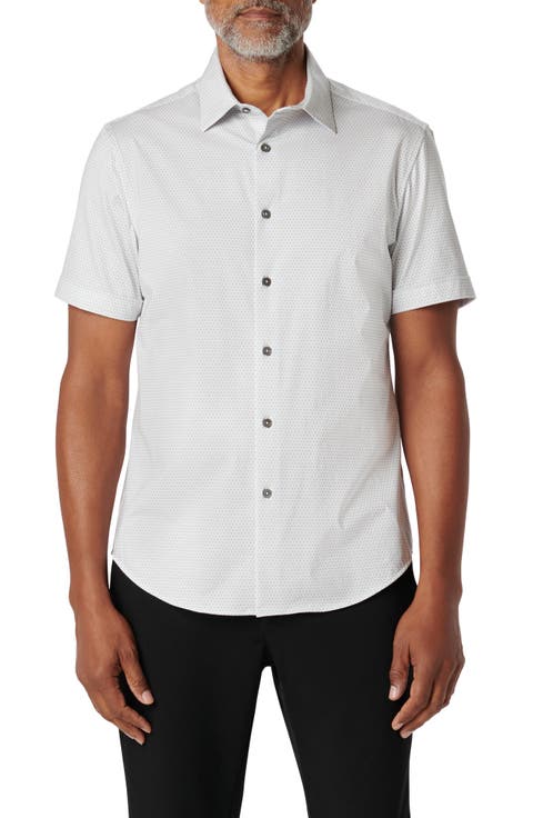 Miles OoohCotton® Geometric Print Short Sleeve Button-Up Shirt