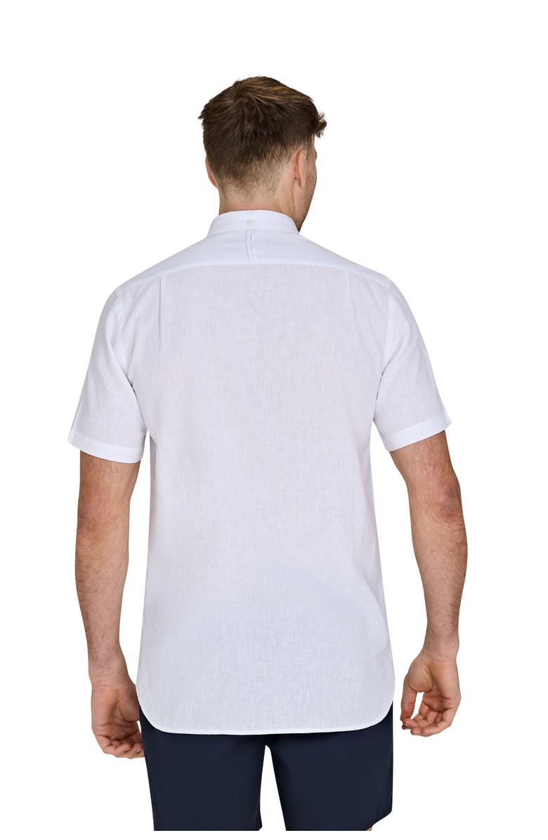Raging Bull Short Sleeve Linen Blend Shirt, Alternate, color, White
