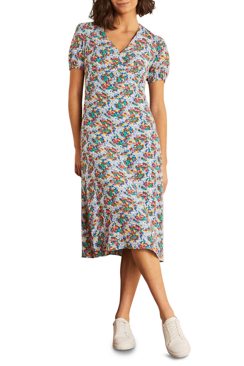 Tessa Floral Ditsy Short Sleeve Dress, Main, color, HAZY BLUE DITSY FIELD