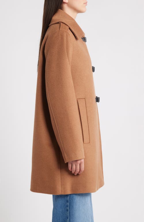 Bernardo Buckle Detail Melton Wool Blend Coat In Brown