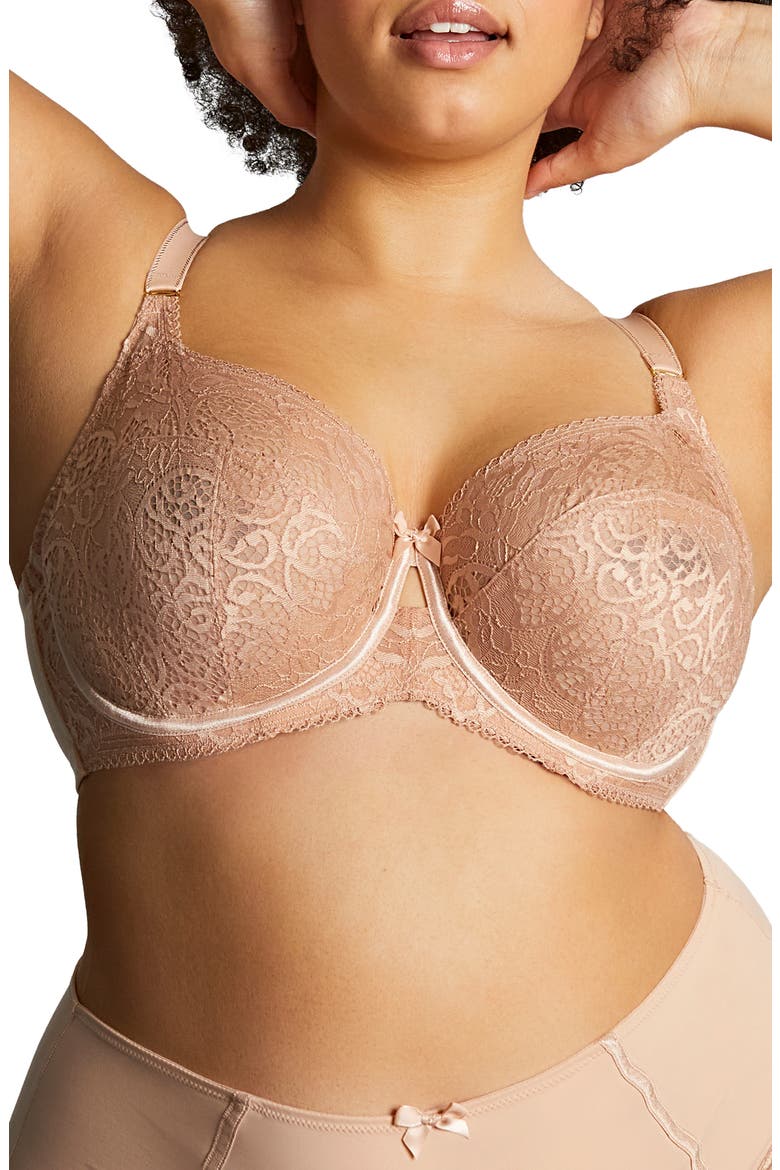 Estel High Waist Lace Trim Briefs, Main, color, HONEY