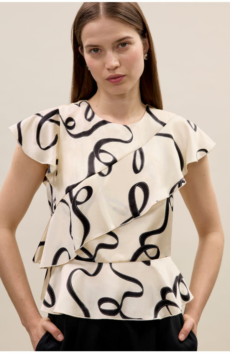 Rebecca Taylor Hollis Satin Top, Alternate, color, Ribbon Print