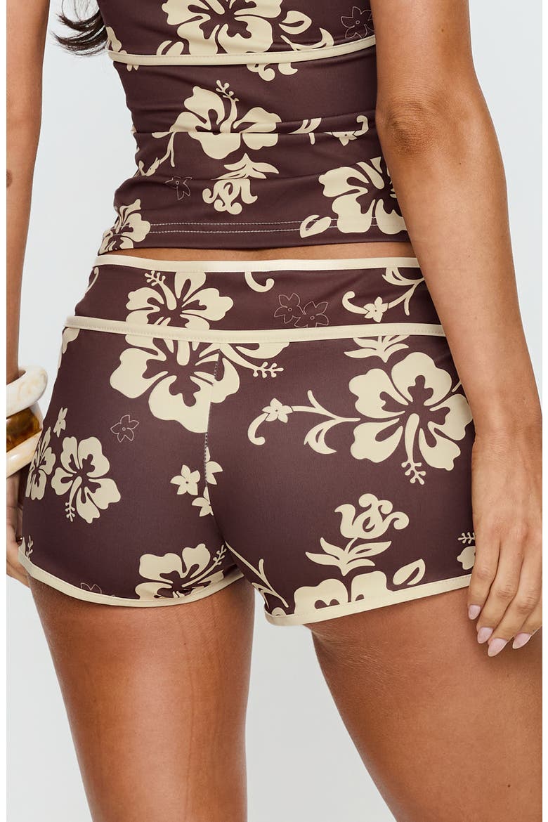 Makira Hibiscus Shorts, Alternate, color, BROWN HIBISCUS