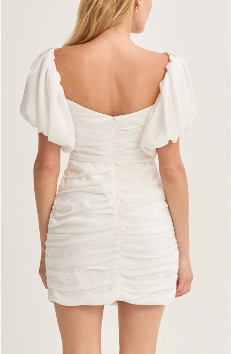 CRESCENT Puff Sleeves Ruched Mini Dress, Alternate, color, Ivory