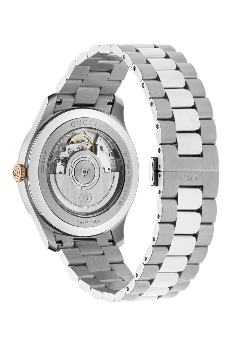 G-Timeless Slim Two-Tone Automatic Bracelet Watch, 40mm, Alternate, color, SILVER