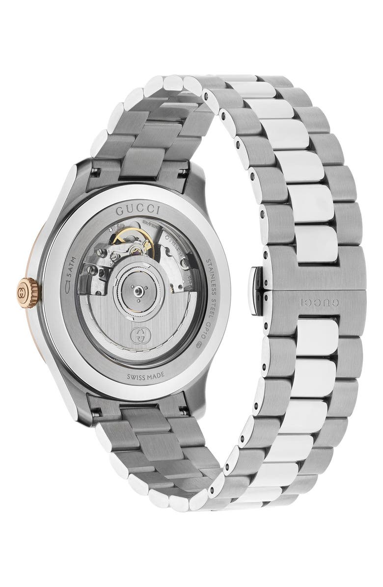 Gucci G-Timeless Slim Two-Tone Automatic Bracelet Watch, 40mm, Alternate, color, Silver