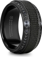 Larson Jewelers Steel Chain Titanium Wedding Ring Set With Round Diamonds
