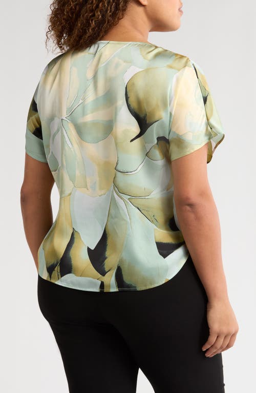Anne Klein Print Top In Soft Aloe Multi