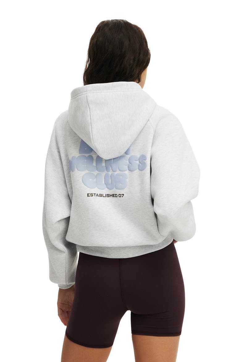 Women's Active Plush Premium Graphic Raglan Hoodie, Alternate, color, Cloudy Grey Marle Body