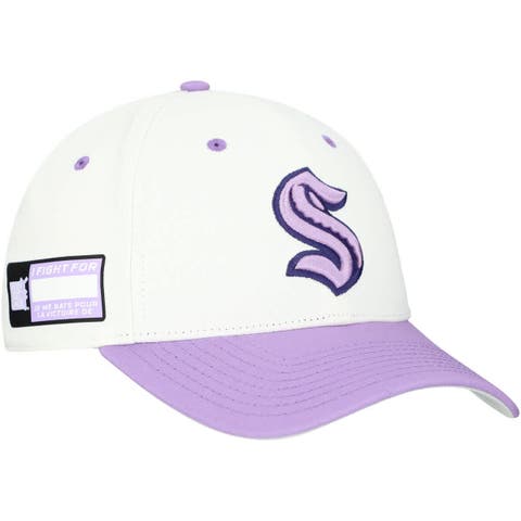 Men's Fanatics  White/Lavender Seattle Kraken Authentic Pro Hockey Fights Cancer Adjustable Hat