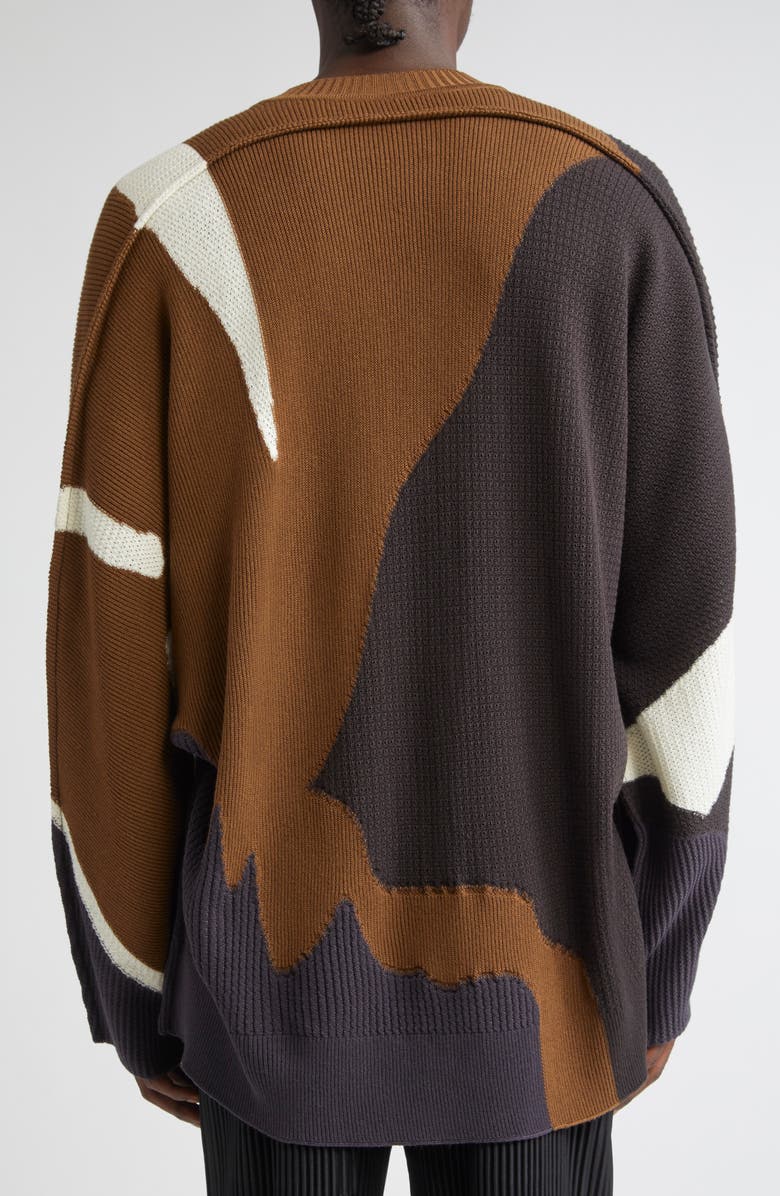 Homme Plissé Issey Miyake Agate Wool Sweater, Alternate, color, Brown